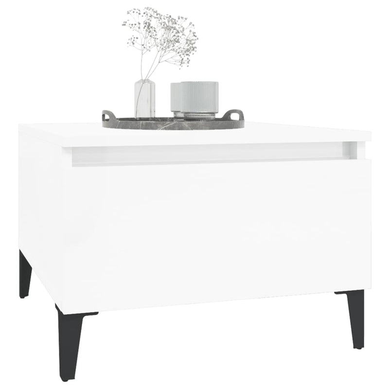 vidaXL Side Tables 2 pcs High Gloss White 50x46x35 cm Engineered Wood
