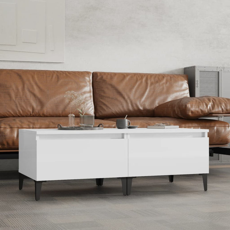 vidaXL Side Tables 2 pcs High Gloss White 50x46x35 cm Engineered Wood