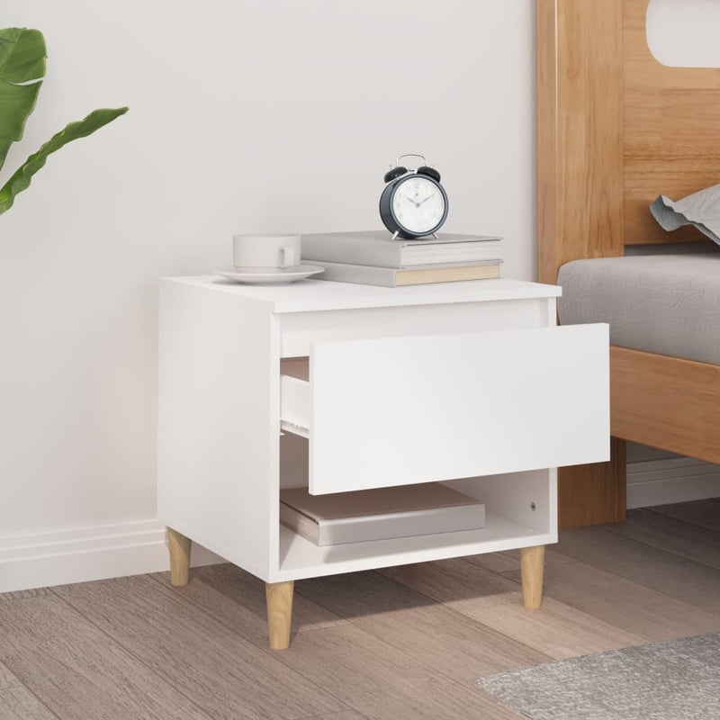 vidaXL Bedside Table White 50x46x50 cm Engineered Wood