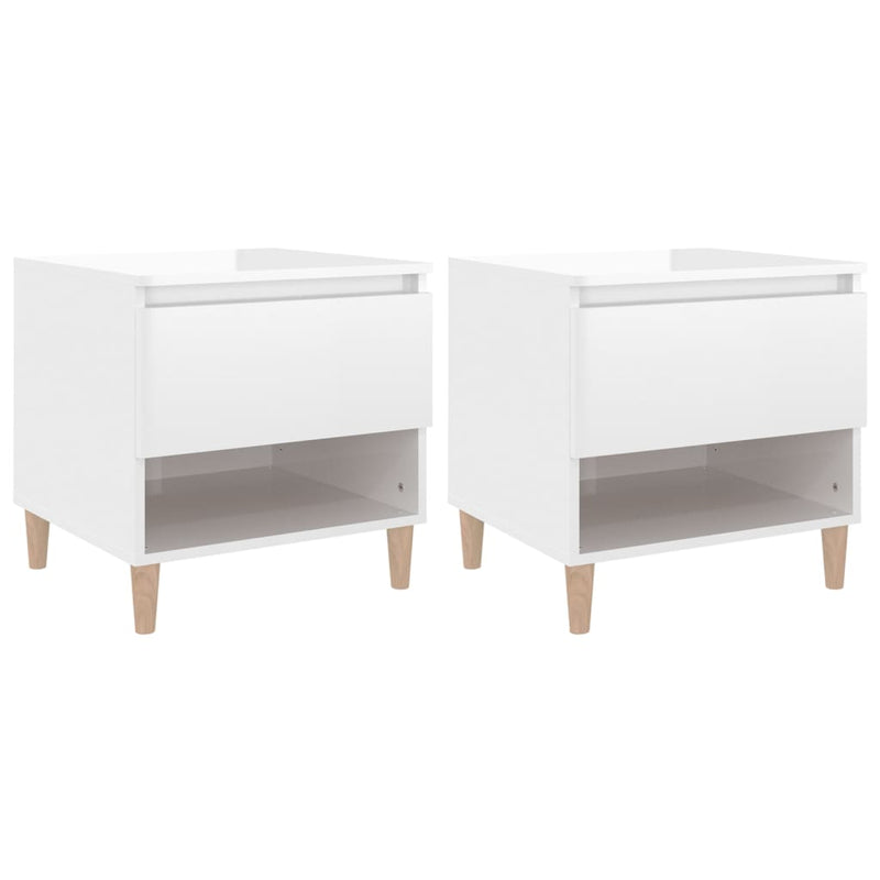 vidaXL Bedside Tables 2 pcs High Gloss White 50x46x50 cm Engineered Wood