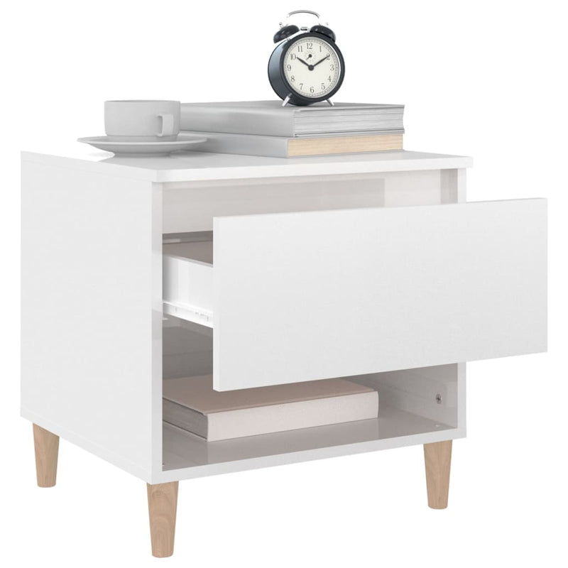 vidaXL Bedside Tables 2 pcs High Gloss White 50x46x50 cm Engineered Wood