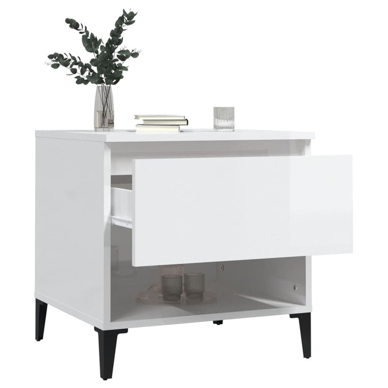 vidaXL Side Tables 2 pcs High Gloss White 50x46x50 cm Engineered Wood