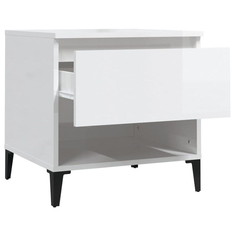 vidaXL Side Tables 2 pcs High Gloss White 50x46x50 cm Engineered Wood