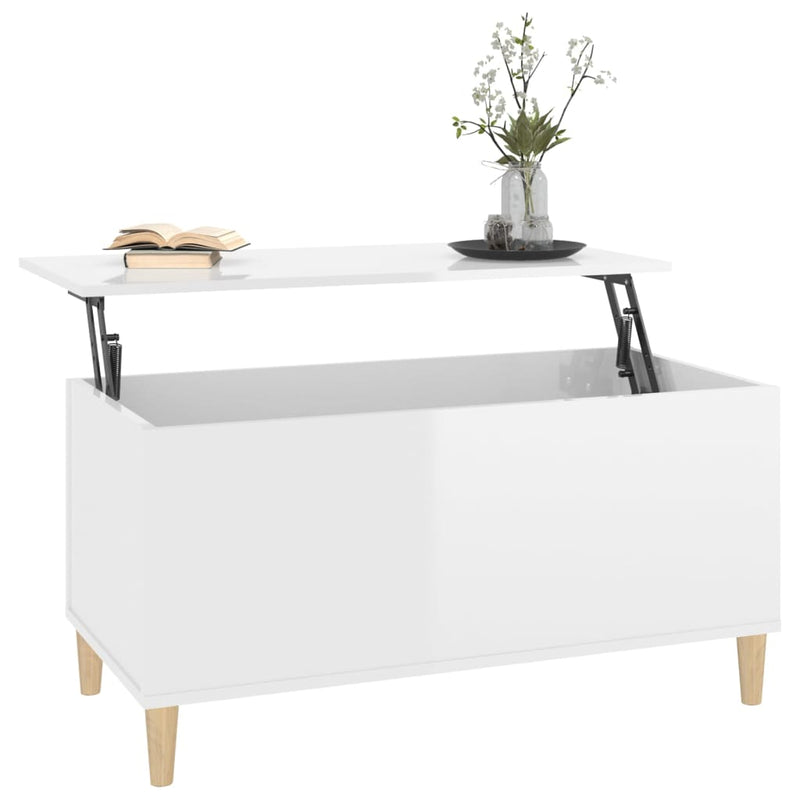 vidaXL Coffee Table High Gloss White 90x44.5x45 cm Engineered Wood