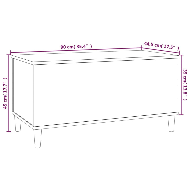 vidaXL Coffee Table High Gloss White 90x44.5x45 cm Engineered Wood