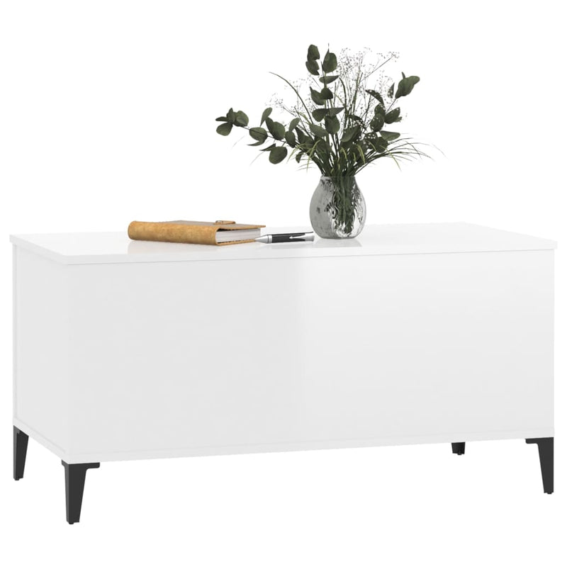 vidaXL Coffee Table High Gloss White 90x44.5x45 cm Engineered Wood