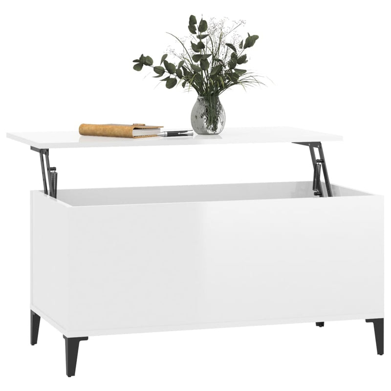vidaXL Coffee Table High Gloss White 90x44.5x45 cm Engineered Wood