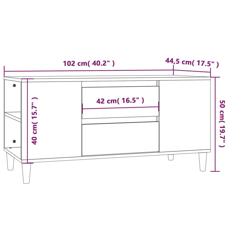 vidaXL TV Cabinet White 102x44.5x50 cm Engineered Wood