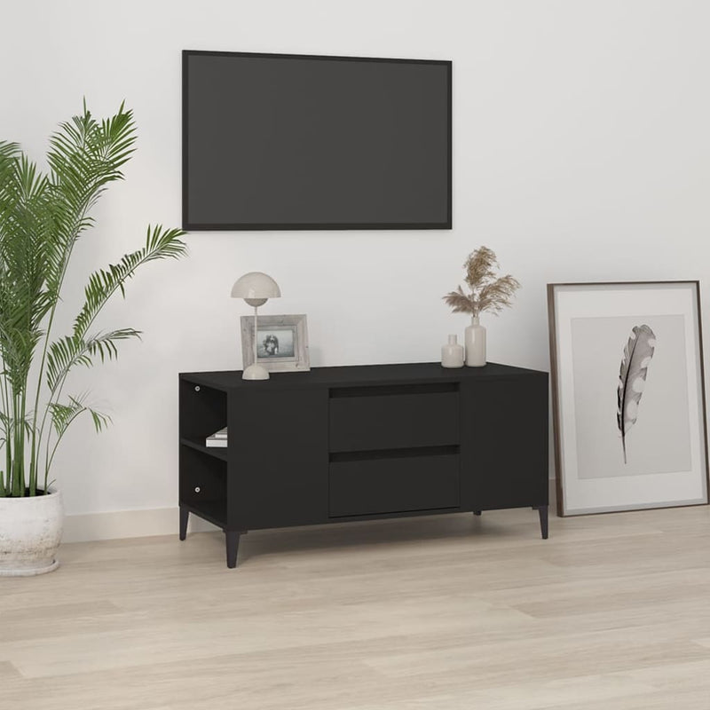 vidaXL TV Cabinet Black 102x44.5x50 cm Engineered Wood
