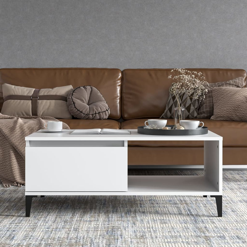 vidaXL Coffee Table White 90x50x36.5 cm Engineered Wood