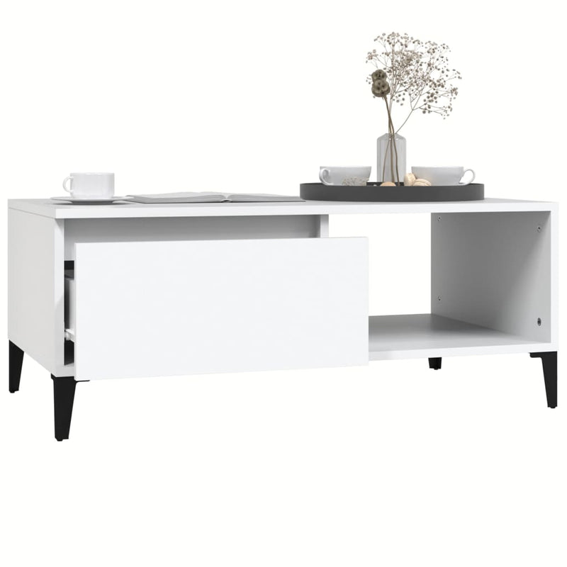 vidaXL Coffee Table White 90x50x36.5 cm Engineered Wood