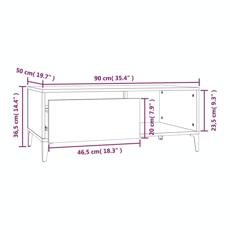vidaXL Coffee Table White 90x50x36.5 cm Engineered Wood
