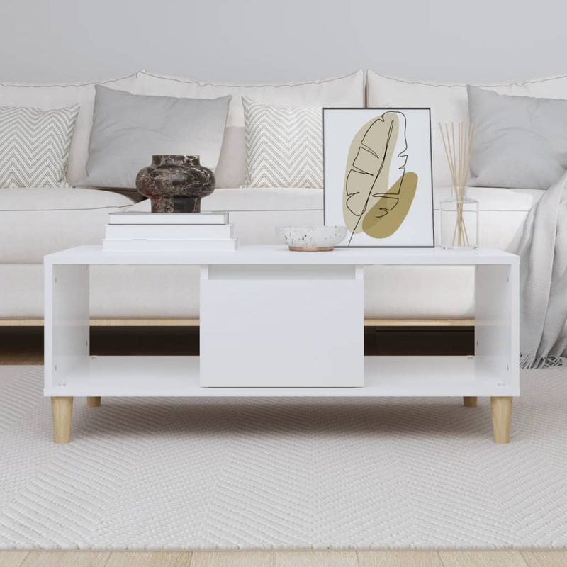 vidaXL Coffee Table High Gloss White 90x50x36.5 cm Engineered Wood