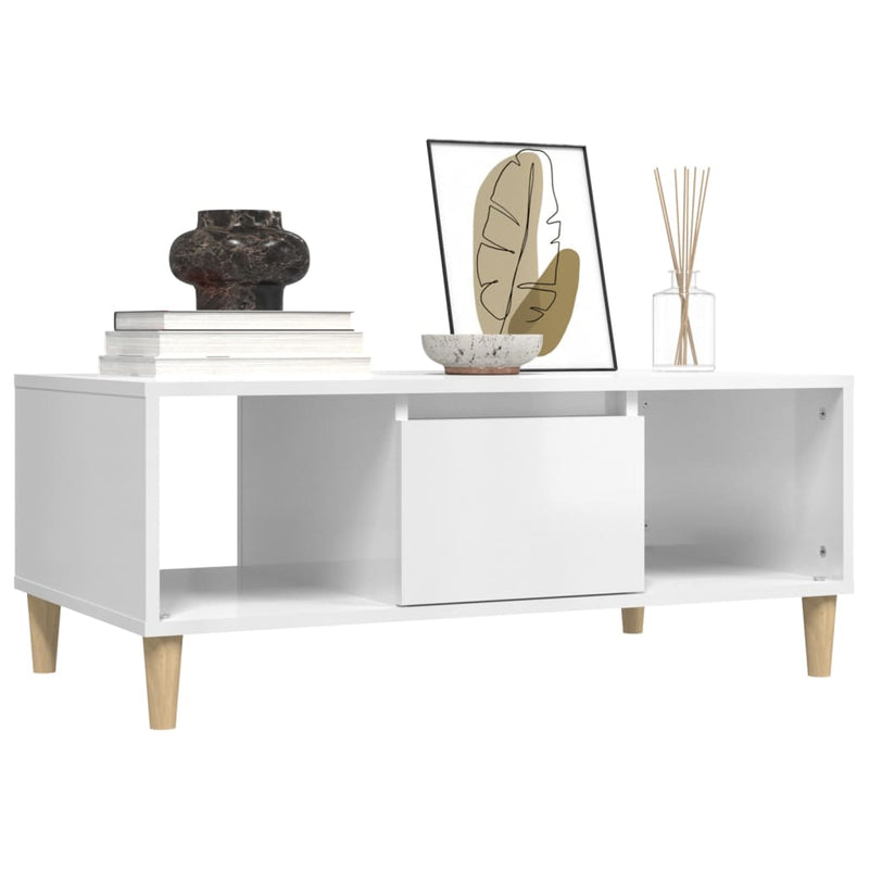 vidaXL Coffee Table High Gloss White 90x50x36.5 cm Engineered Wood