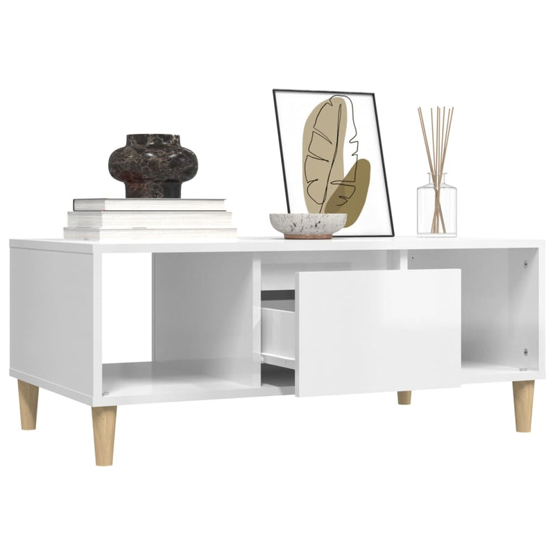vidaXL Coffee Table High Gloss White 90x50x36.5 cm Engineered Wood
