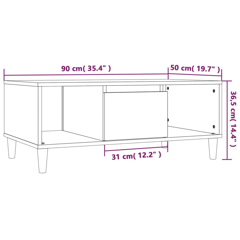 vidaXL Coffee Table High Gloss White 90x50x36.5 cm Engineered Wood
