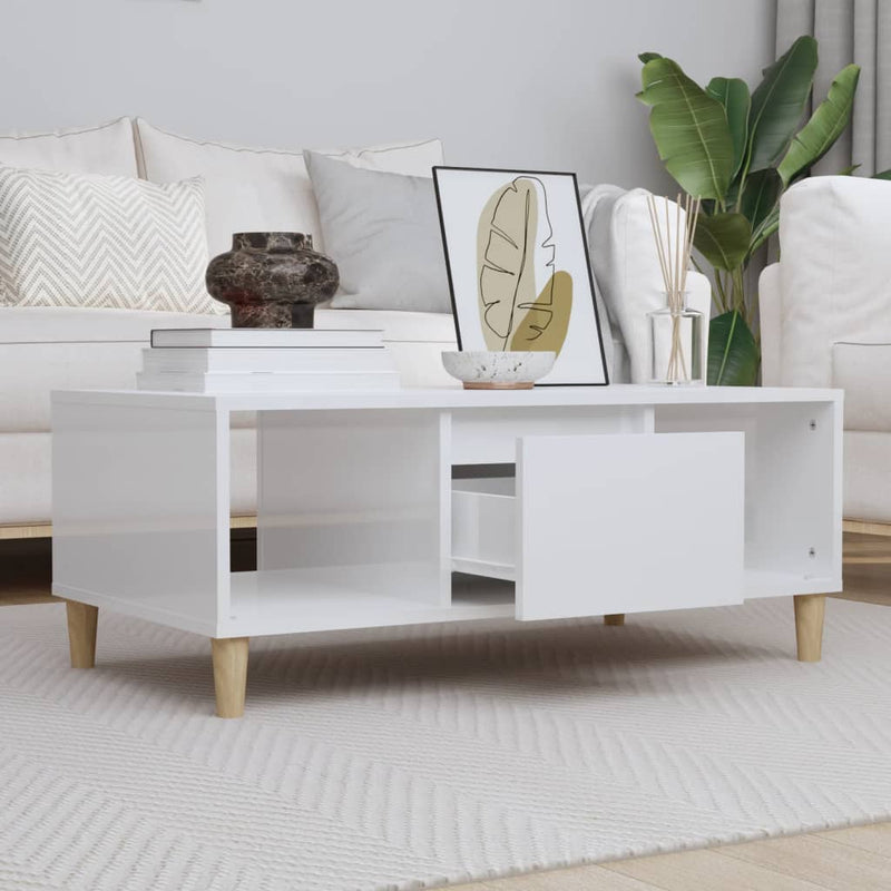 vidaXL Coffee Table High Gloss White 90x50x36.5 cm Engineered Wood