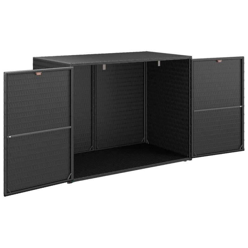 vidaXL Garden Storage Cabinet Black 100x55.5x80 cm Poly Rattan