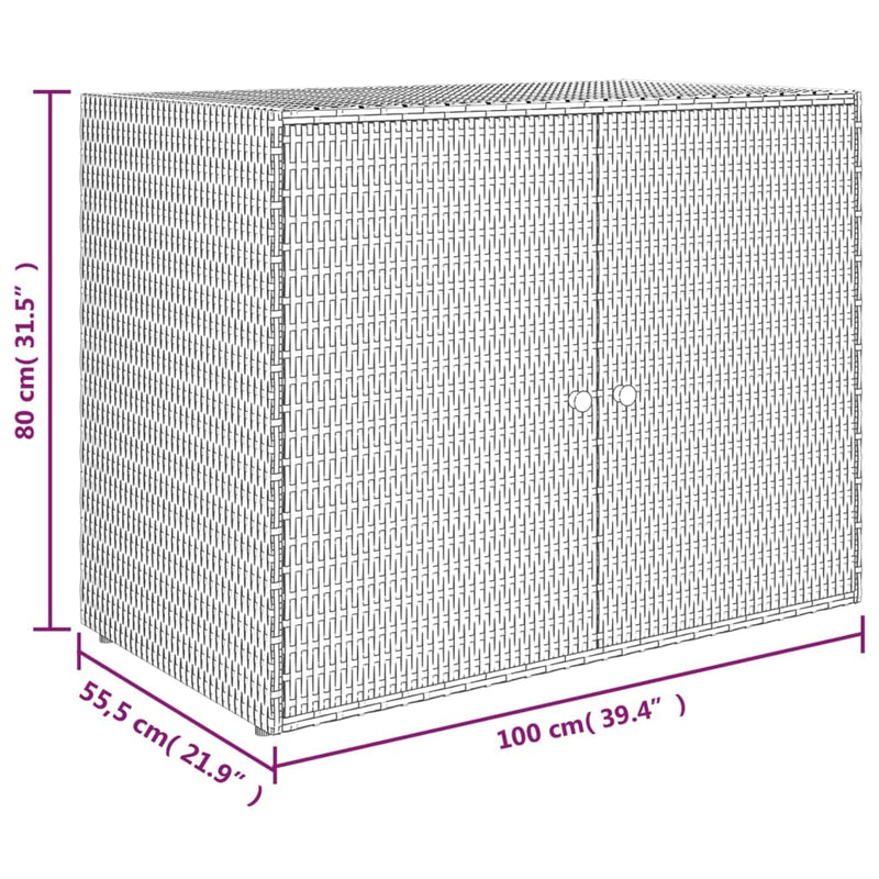vidaXL Garden Storage Cabinet Black 100x55.5x80 cm Poly Rattan