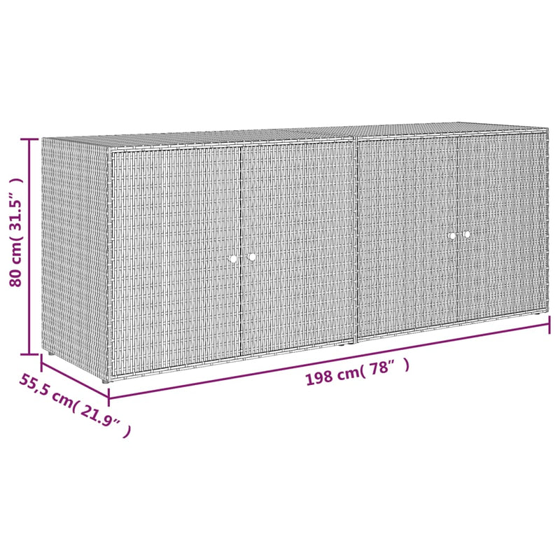 vidaXL Garden Storage Cabinet Black 198x55.5x80 cm Poly Rattan