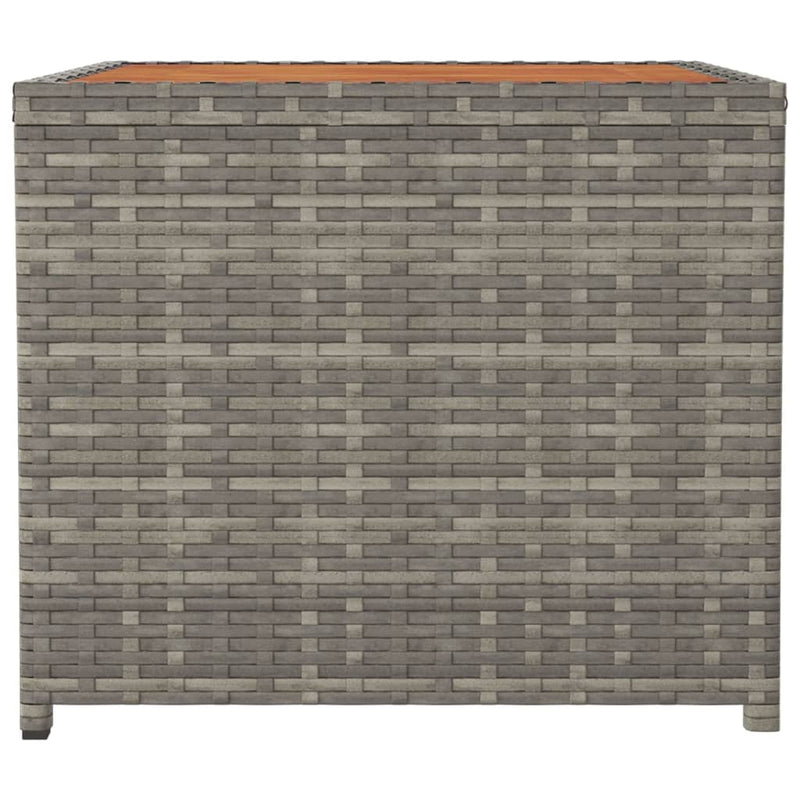 vidaXL Tea Table with Wooden Top Grey Poly Rattan&Solid Wood Acacia