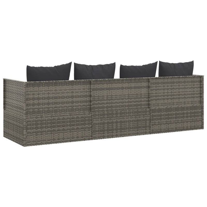 vidaXL Outdoor Lounge Bed with Cushions Grey Poly Rattan