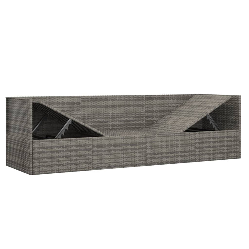 vidaXL Outdoor Lounge Bed with Cushions Grey Poly Rattan