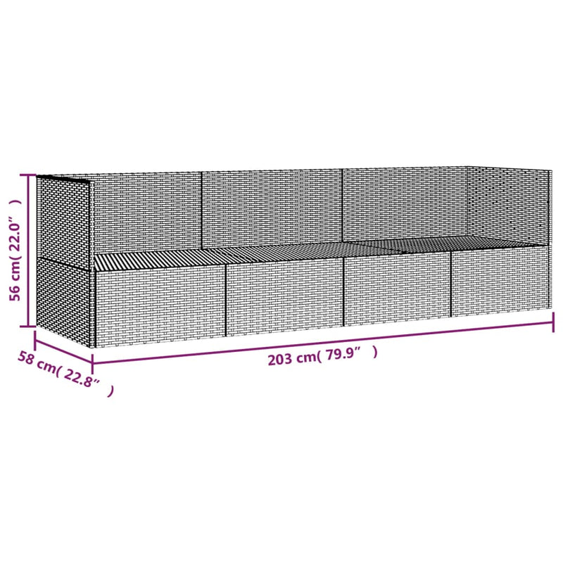 vidaXL Outdoor Lounge Bed with Cushions Black Poly Rattan