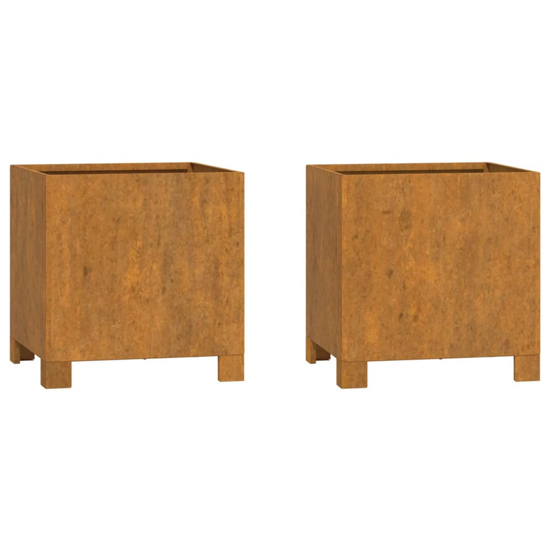 vidaXL Planters with Legs 2 pcs Rusty 30x30x30 cm Corten Steel