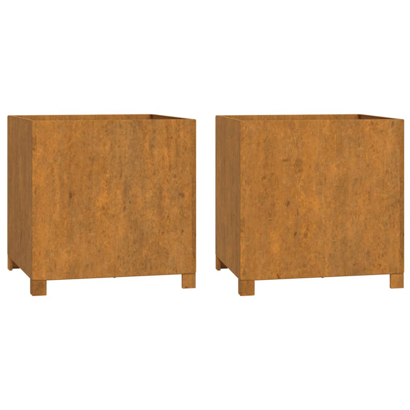vidaXL Planters with Legs 2 pcs Rusty 50x50x50 cm Corten Steel