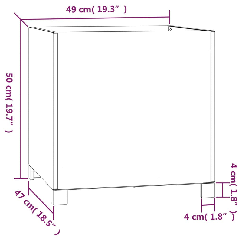 vidaXL Planters with Legs 2 pcs Rusty 50x50x50 cm Corten Steel