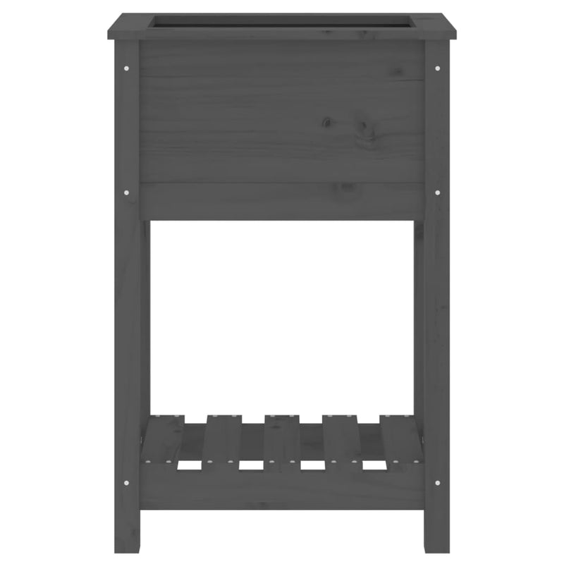 vidaXL Planter with Shelf Grey 54x34.5x81 cm Solid Wood Pine