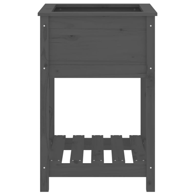 vidaXL Planter with Shelf Grey 54x54x81 cm Solid Wood Pine
