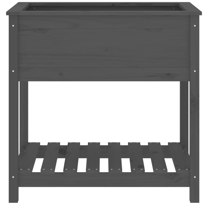 vidaXL Planter with Shelf Grey 82.5x54x81 cm Solid Wood Pine