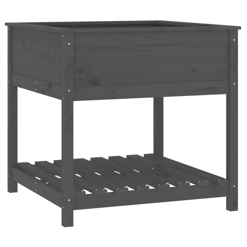 vidaXL Planter with Shelf Grey 82.5x82.5x81 cm Solid Wood Pine
