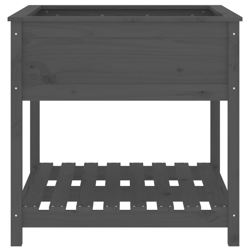 vidaXL Planter with Shelf Grey 82.5x82.5x81 cm Solid Wood Pine