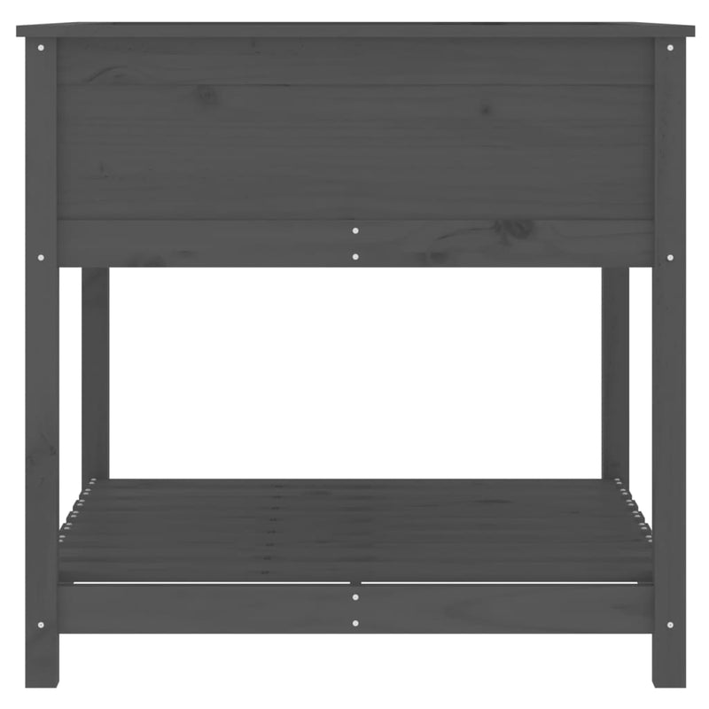 vidaXL Planter with Shelf Grey 82.5x82.5x81 cm Solid Wood Pine