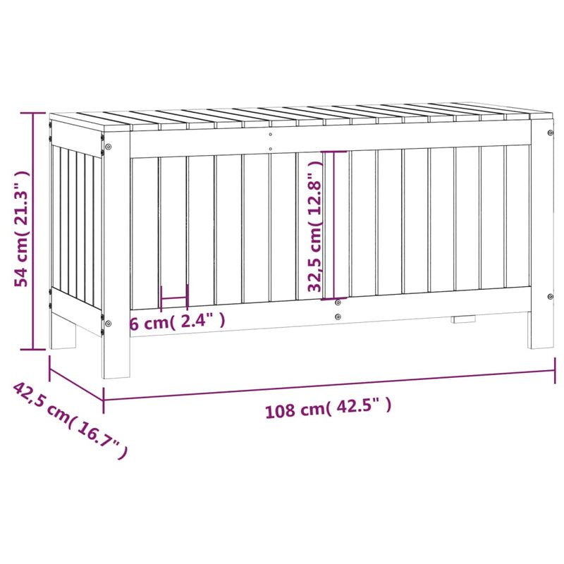 vidaXL Garden Storage Box Black 108x42.5x54 cm Solid Wood Pine
