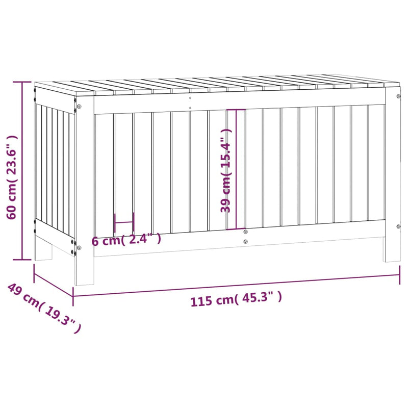 vidaXL Garden Storage Box Black 115x49x60 cm Solid Wood Pine