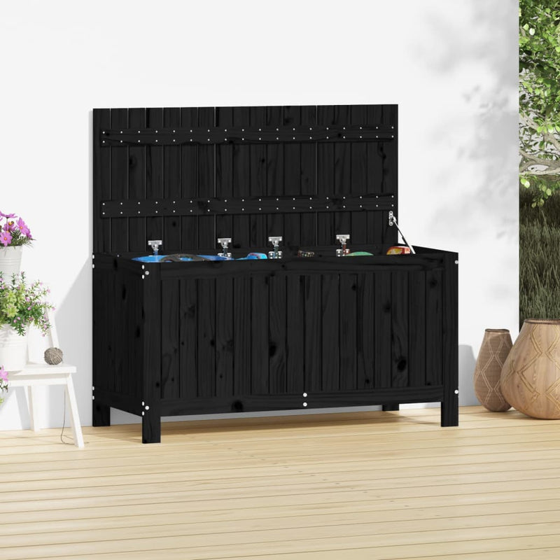vidaXL Garden Storage Box Black 115x49x60 cm Solid Wood Pine