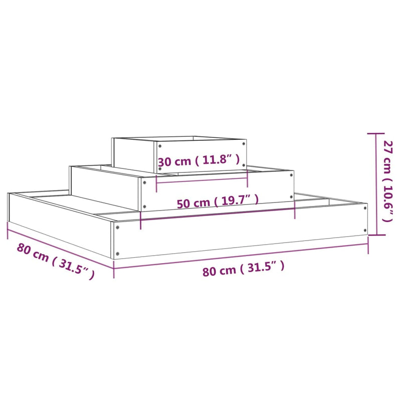 vidaXL Planter Grey 80x80x27 cm Solid Wood Pine