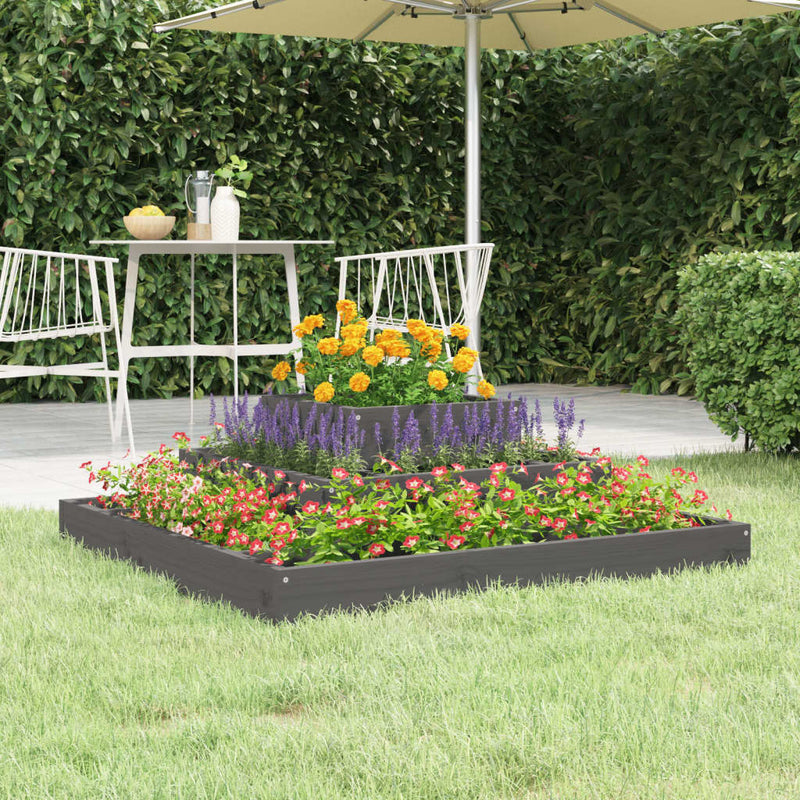vidaXL Planter Grey 80x80x27 cm Solid Wood Pine