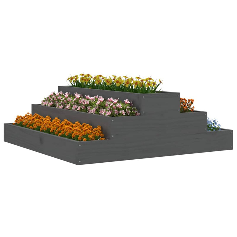 vidaXL Planter Grey 80x80x27 cm Solid Wood Pine