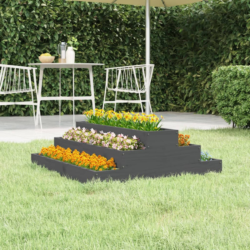 vidaXL Planter Grey 80x80x27 cm Solid Wood Pine