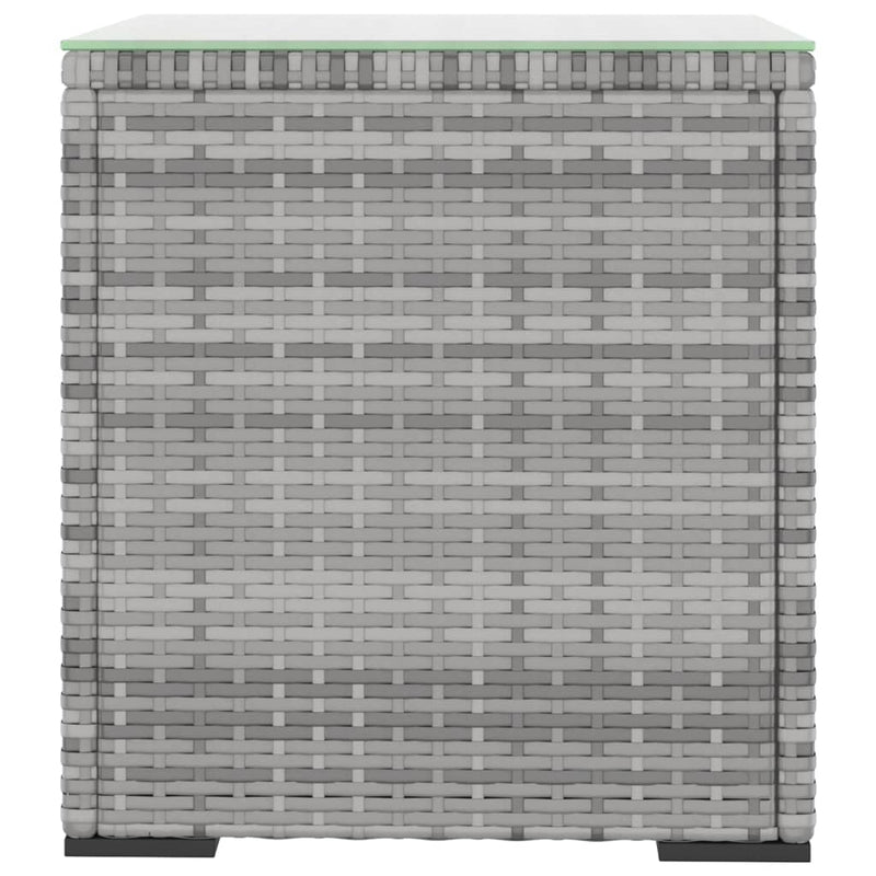 vidaXL Side Table Grey 40x37x40.5 cm Poly Rattan and Tempered Glass