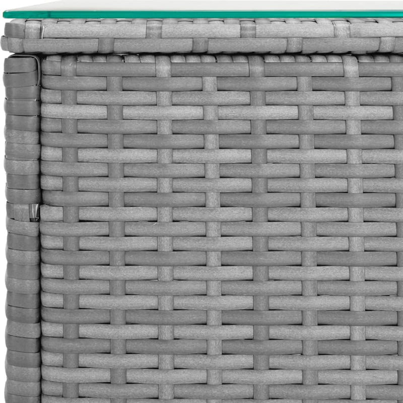 vidaXL Side Table Grey 40x37x40.5 cm Poly Rattan and Tempered Glass