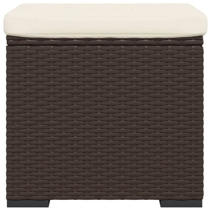 vidaXL Ottoman with Cushion Brown 40x30x40 cm Poly Rattan