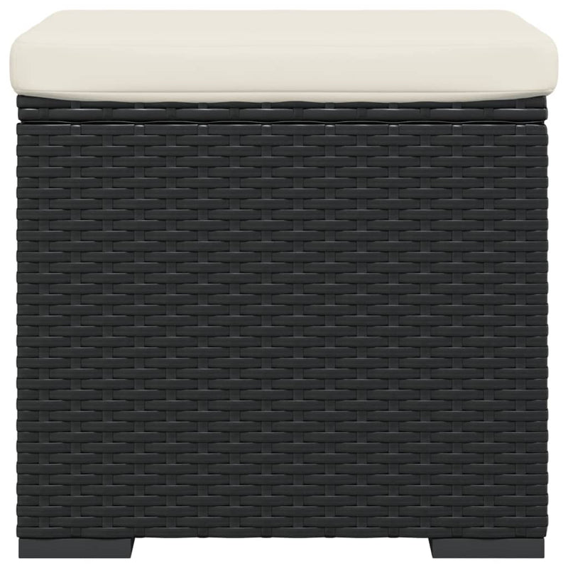 vidaXL Ottomans with Cushions 2 pcs Black 40x30x40 cm Poly Rattan