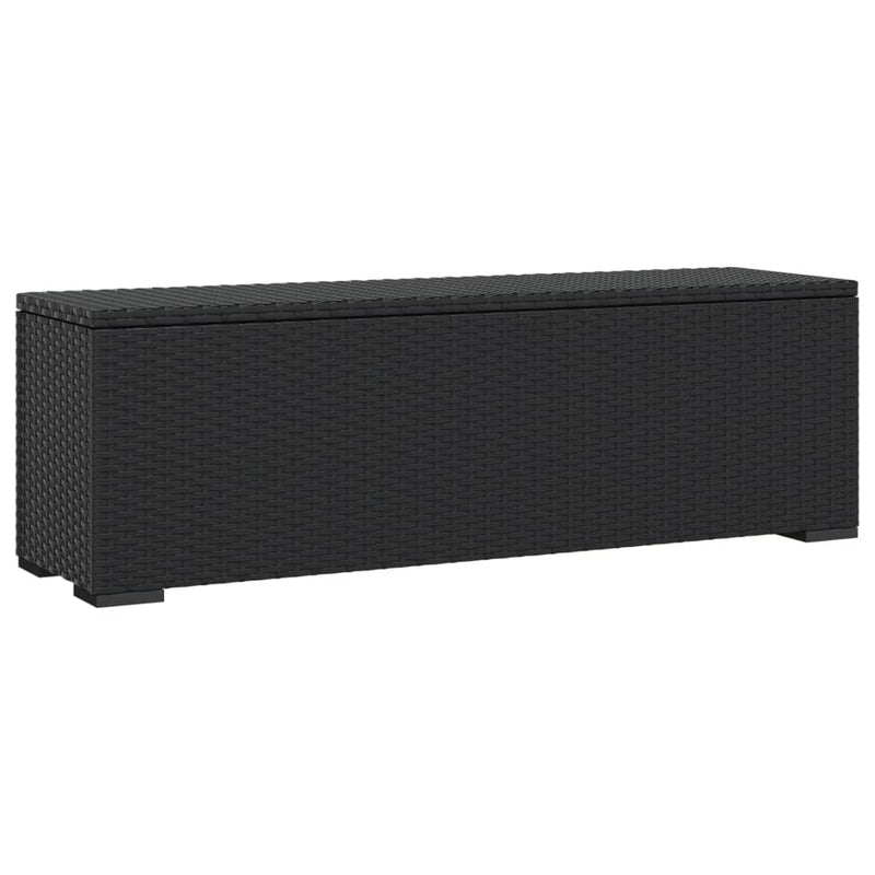 vidaXL Ottoman Bench with Cushion Black 110x30x40 cm Poly Rattan