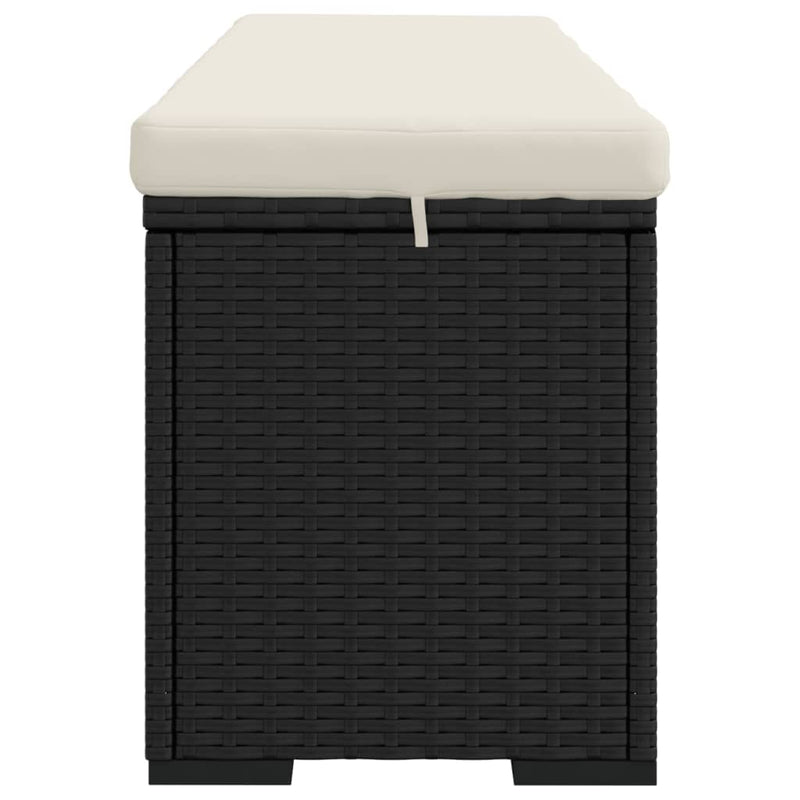 vidaXL Ottoman Bench with Cushion Black 110x30x40 cm Poly Rattan